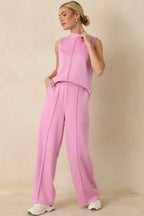 Women's Ready to Jet Petal Pink Sleeveless Mock Neck Tank Top | 55% Rayon 5