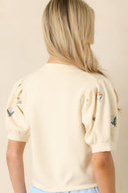 Women's Reason to Stay Ivory Multi Floral Knit Button Front Top | 50% Viscose 7