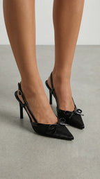 Women's Rebecca Collection | Satin Bow Court Heels with T-Strap Design | Vintage-Inspired Elegance for Fashion-Forward W 1