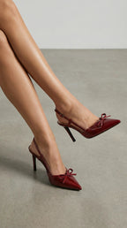 Women's Rebecca Collection | Satin Bow Court Heels with T-Strap Design | Vintage-Inspired Elegance for Fashion-Forward W 6