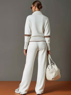 Half-Zip Sweater & Wide-Leg Pants Set — Retro Sporty