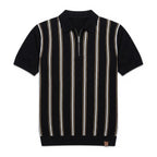 Retro Stripe | Men's Polo Shirt with Quarter-Zip Collar | Soft Lightweight Fabric for Effortless Style