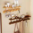 Bamboo Wall Coat Rack — Shelf & Hooks Entryway Organizer