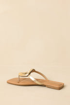 Women's Riviera Glow Gold Metallic Faux Leather Sandals | All Man Made Materials 7