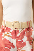 Women's Riviera Ready Beige Woven Bead Accent Belt | This Belt Measures: 41" 0