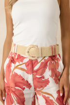 Women's Riviera Ready Beige Woven Bead Accent Belt | This Belt Measures: 41" 1