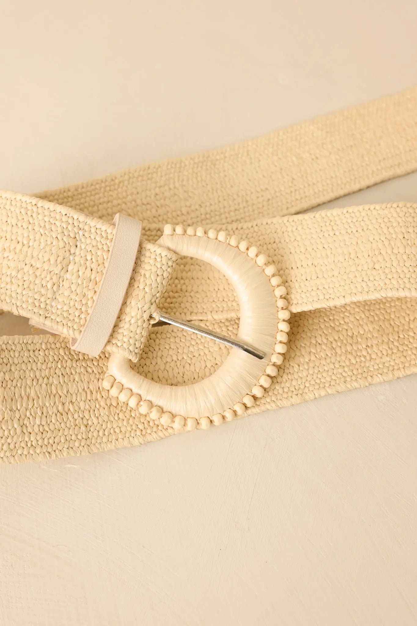 Women's Riviera Ready Beige Woven Bead Accent Belt | This Belt Measures: 41" 2