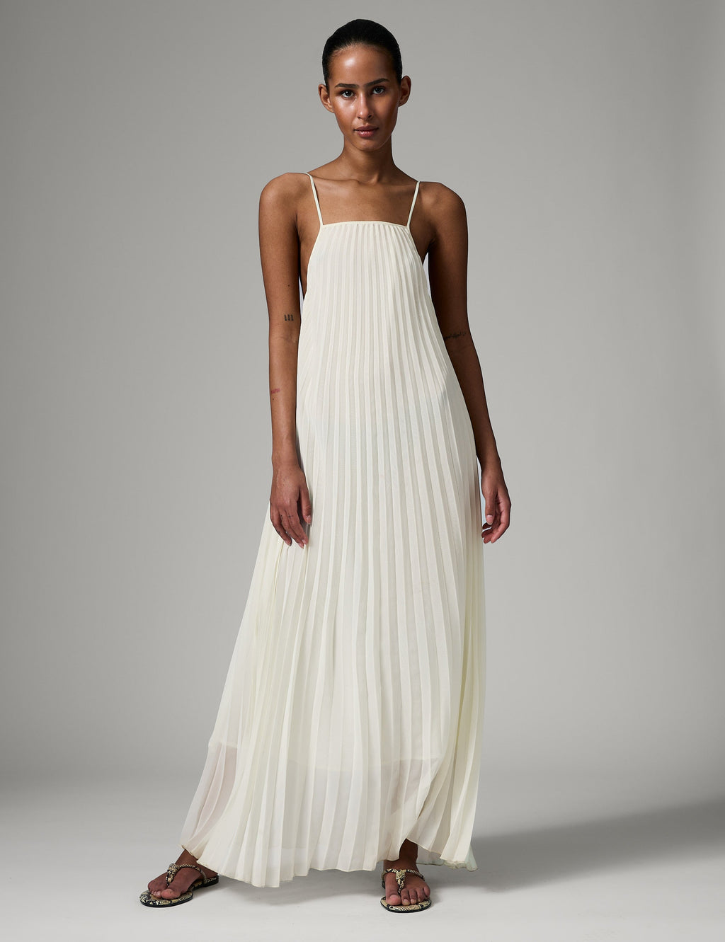 Rona Collection | Chiffon Plisse Maxi Dress with Adjustable Straps | Elegant Evening Wear for Effortless Style