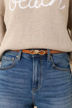 Women's Roped In Cognac Brown Faux Leather Belt | This Belt Measures: 43" 1