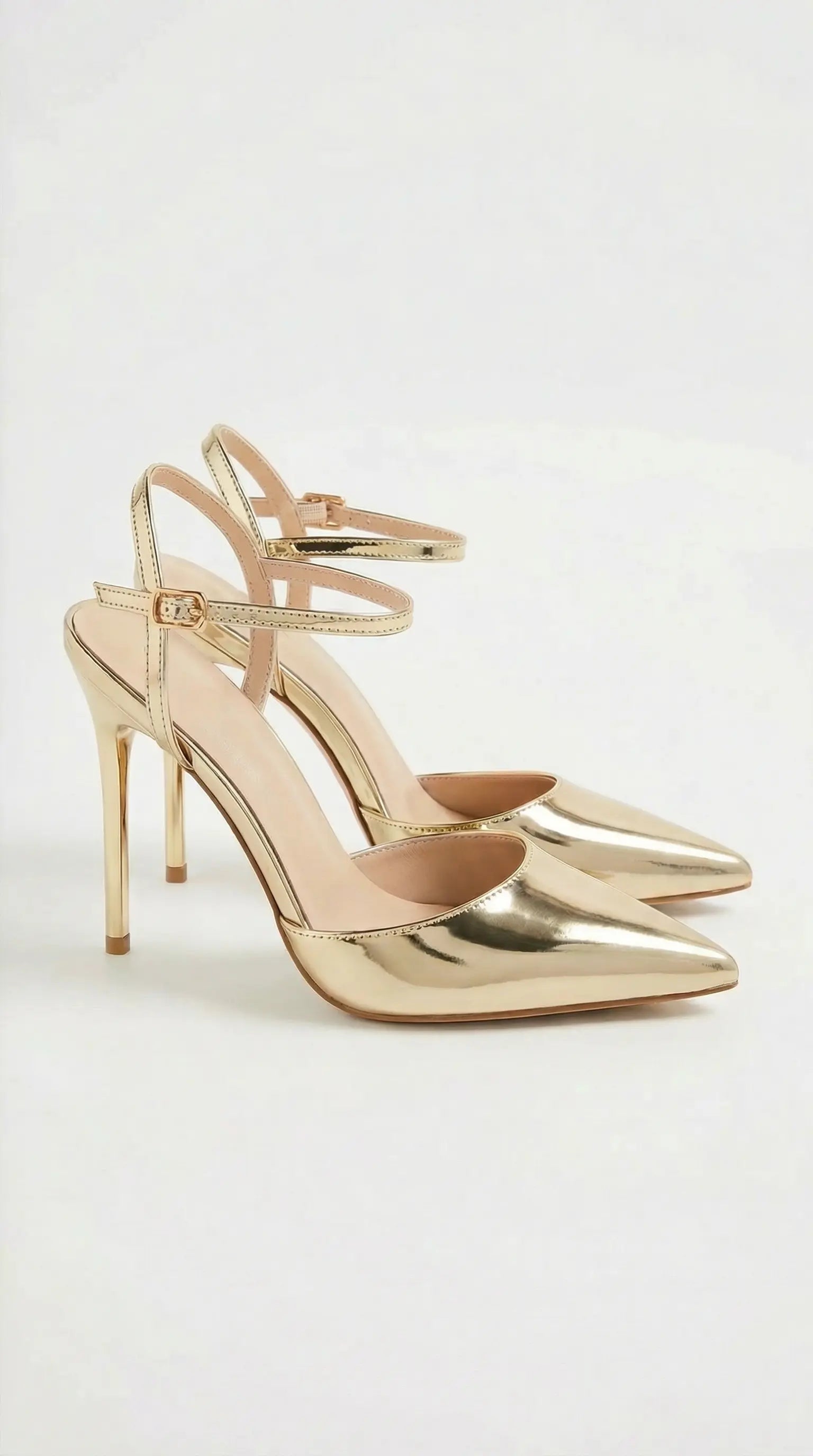 Women's Rosa Mae | Women's Gold Heels with Adjustable Ankle Strap | Elegant Pumps for All-Day Comfort | Luxurious pointe 3