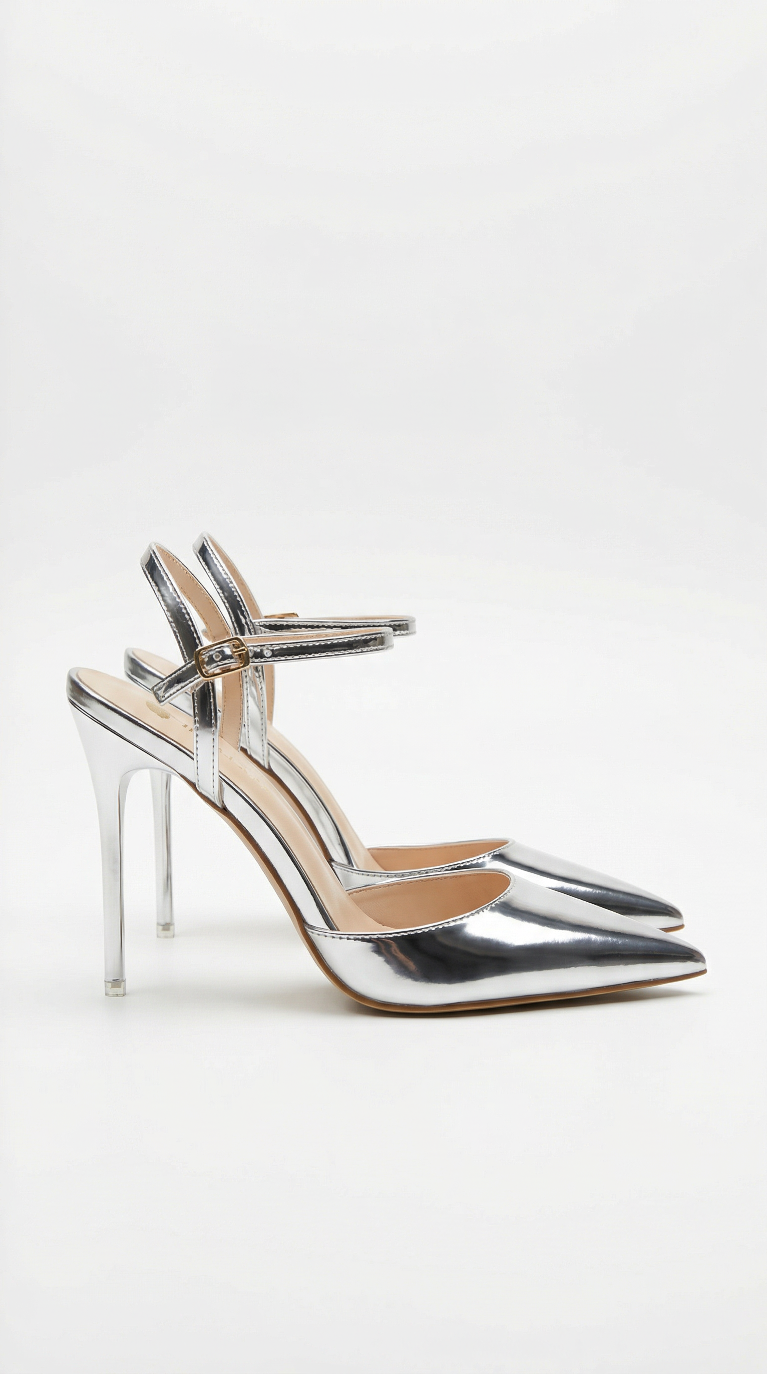 Women's Gold Heels with Pointed Toe & Ankle Strap | Elegant Pumps for All-Day Comfort