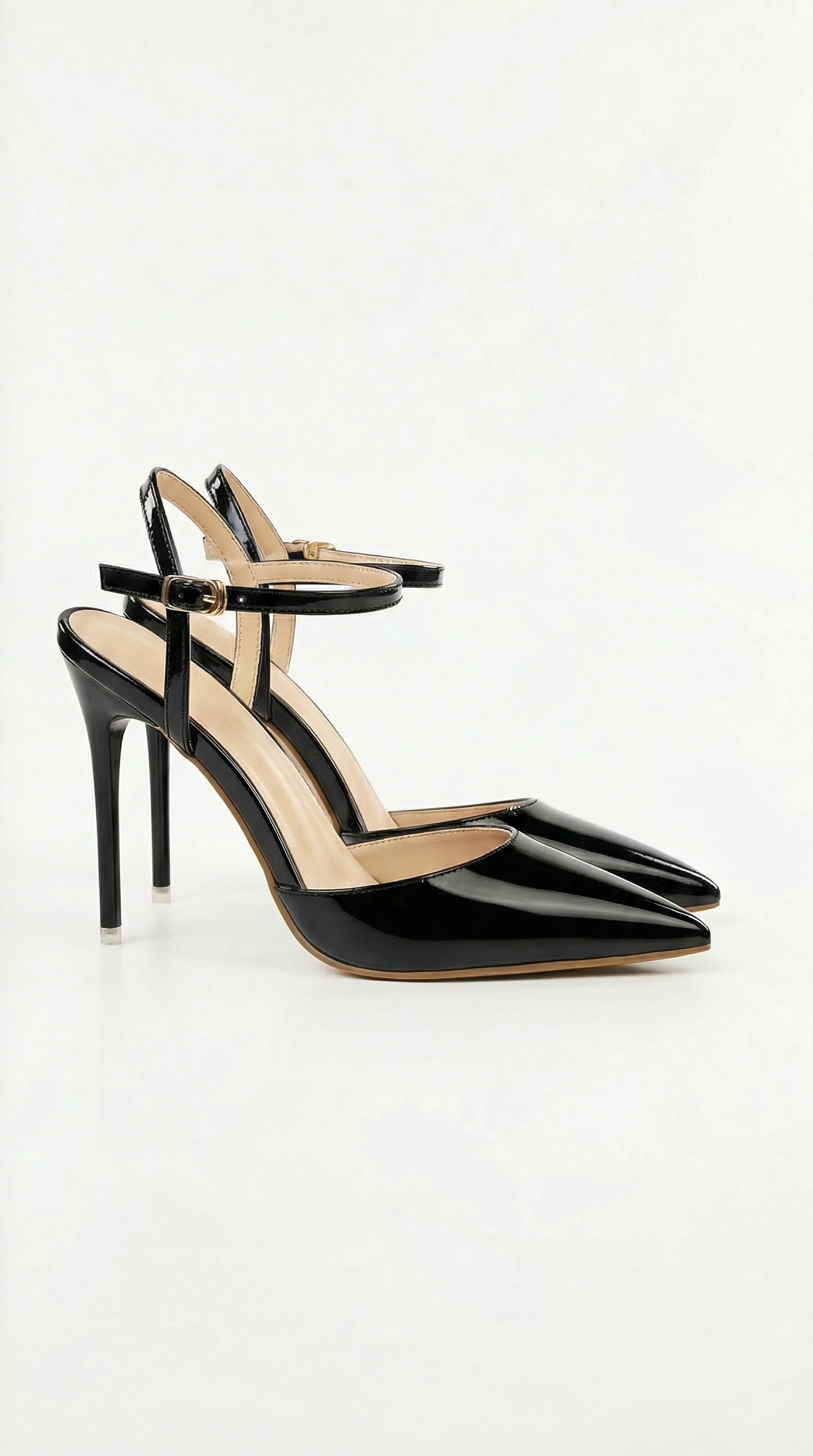 Women's Gold Heels with Pointed Toe & Ankle Strap | Elegant Pumps for All-Day Comfort