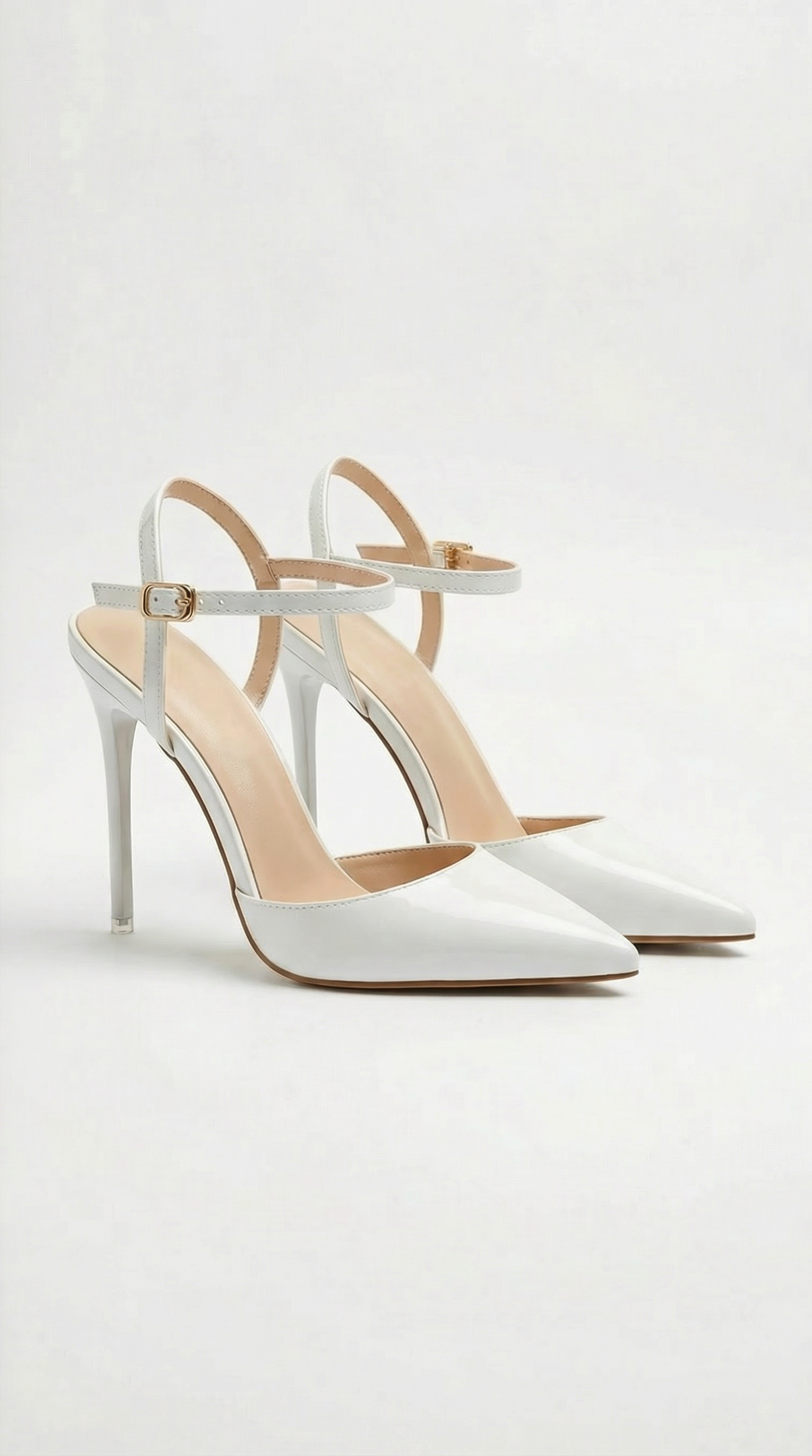 Women's Gold Heels with Pointed Toe & Ankle Strap | Elegant Pumps for All-Day Comfort