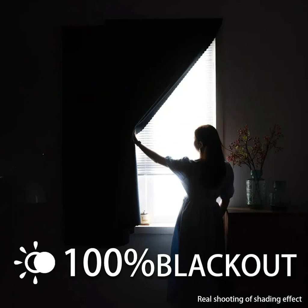 Self-adhesive portable 100% blackout curtain, punch-free, heat insulation