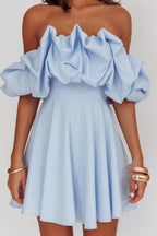 Off-Shoulder A-Line Mini Dress Blue