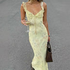 Floral backless sling beach dress
