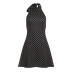 Sleeveless backless polka dot vacation dress