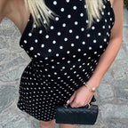 Black halter neck mini dress