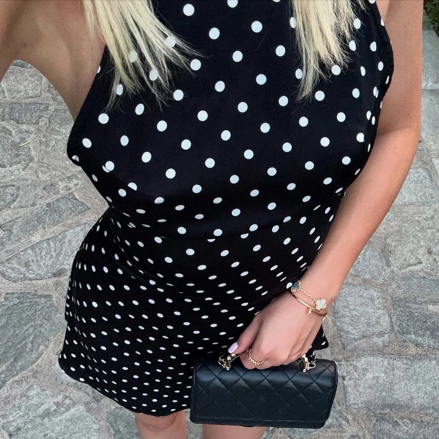 Black halter neck mini dress