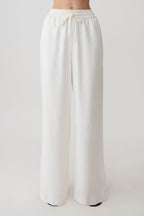 Selena – Women's Linen Pants with Adjustable Waistband – White...