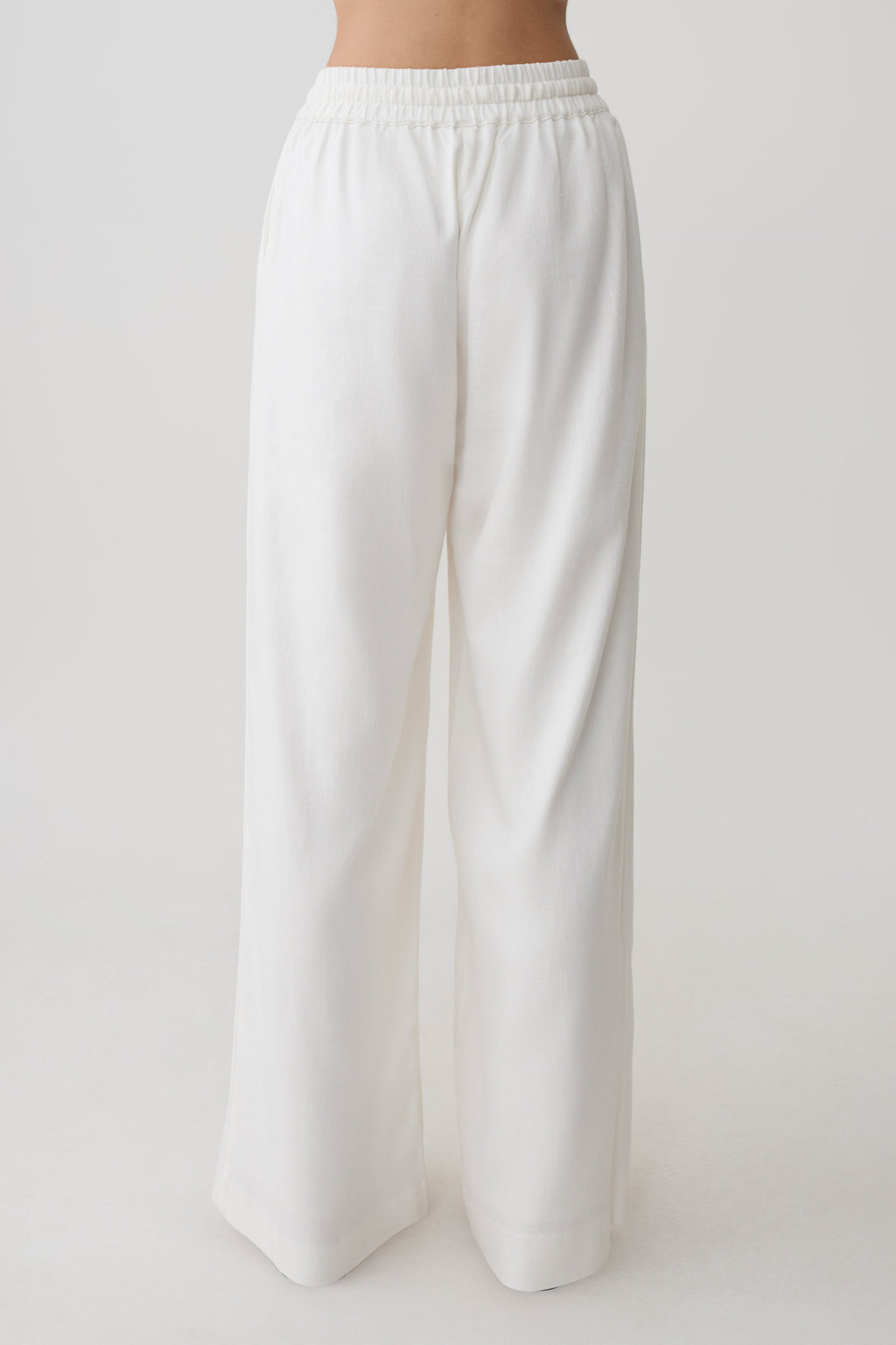 Selena – Women's Linen Pants with Adjustable Waistband – White...