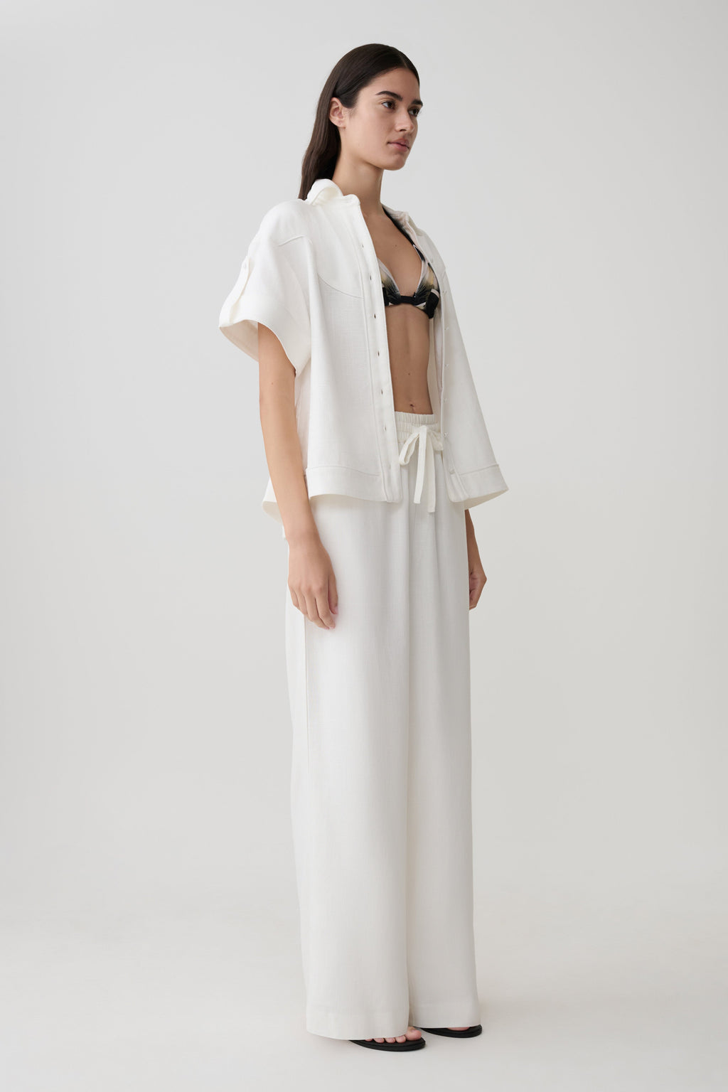 Selena – Women's Linen Pants with Adjustable Waistband – White...