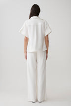 Selena – Women's Linen Pants with Adjustable Waistband – White...
