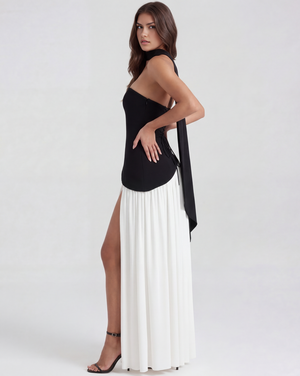 Black Maxi Dress with Asymmetrical Hem – Elegant Long Dress for...