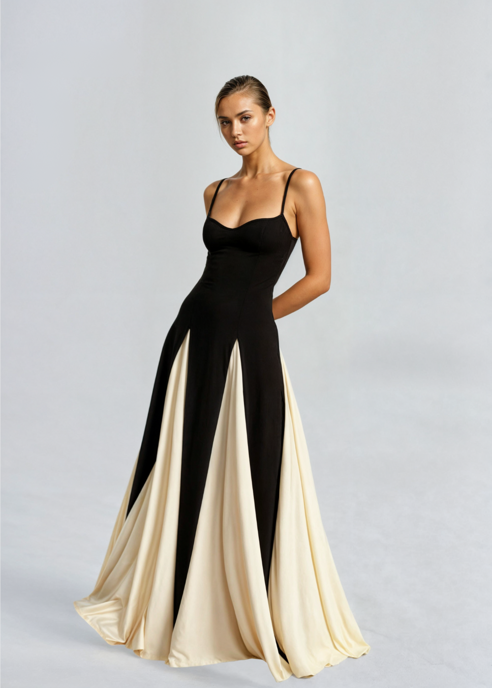 Floral Maxi Dress with Soft Drape – Elegant Long Dress for Day to...