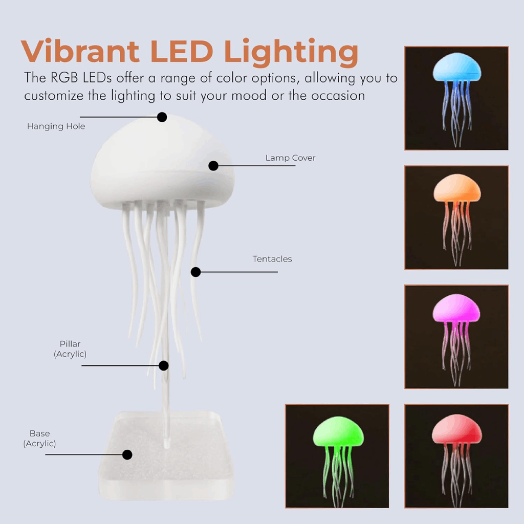LED Jellyfish Lamp — Voice-Activated RGB Night Light