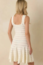 Women's Set In Motion Ivory Textured Knit Sleeveless Mini Dress | 75% Viscose & 25% Polyester 5