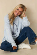 Women's Set Your Course Light Blue Knit Embroidered Sailboat Sweater | 100% Acrylic 0