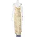 Floral Print Backless Sling Beach Dress — Sleeveless Summer Slip Dress