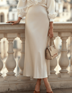 Silk Elegance | Vintage-Inspired Silk Skirt with Flattering Drapes | Timeless Fashion Piece for Every Occasion