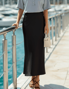Silk Elegance | Vintage-Inspired Silk Skirt with Flattering Drapes | Timeless Fashion Piece for Every Occasion