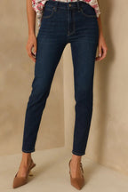 Women's Simply Stated Dark Wash High Waisted Skinny Jeans | 77% Cotton 4