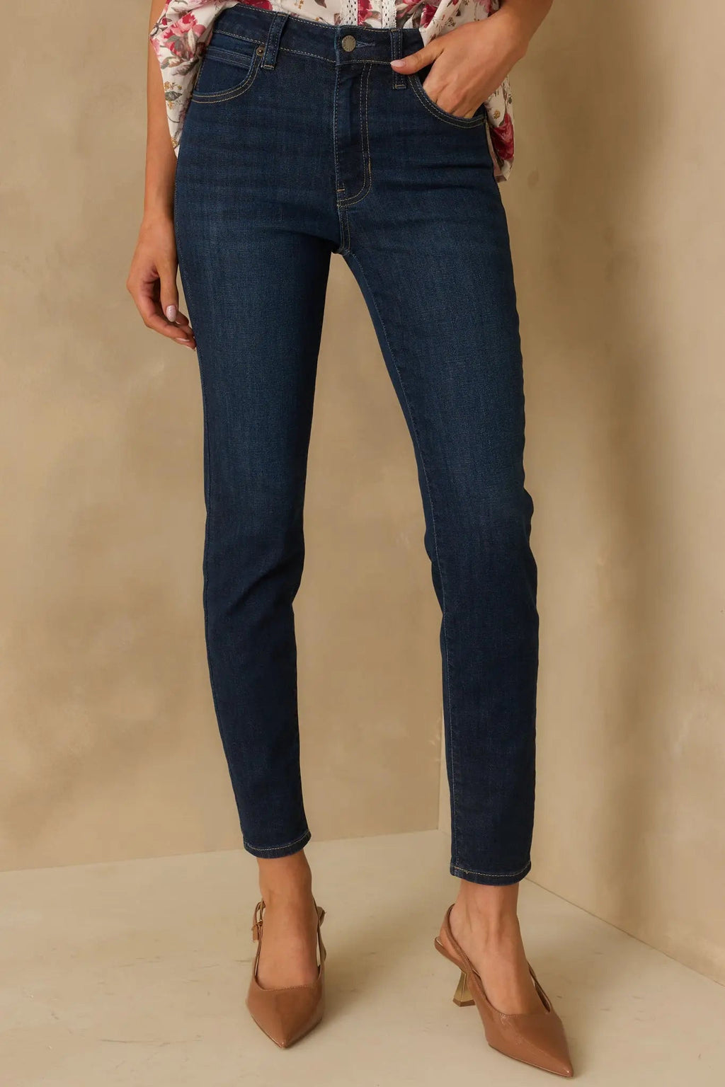 Women's Simply Stated Dark Wash High Waisted Skinny Jeans | 77% Cotton 5