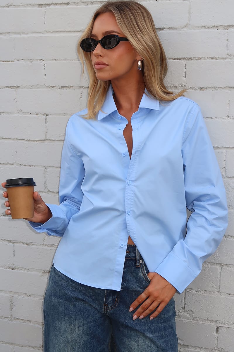 Smart Fit | Men's Shirt with Collared Neck & Long Sleeves | Versatile Blue Cotton Essential