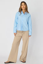 Smart Fit | Men's Shirt with Collared Neck & Long Sleeves | Versatile Blue Cotton Essential