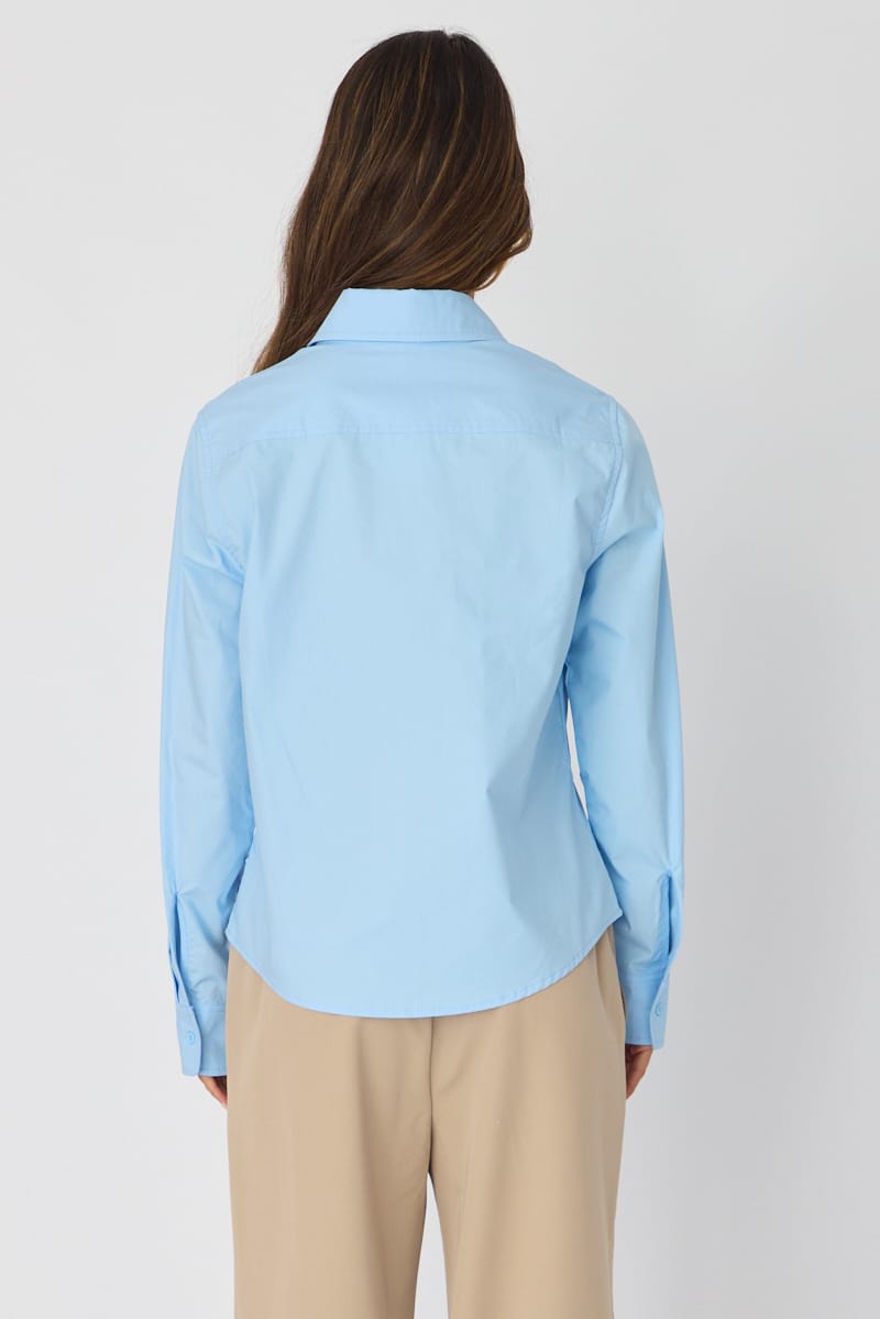 Smart Fit | Men's Shirt with Collared Neck & Long Sleeves | Versatile Blue Cotton Essential