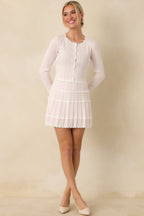 Women's Soft Echoes White Stripe Pointelle Knit Mini Skirt | 50% Viscose 3
