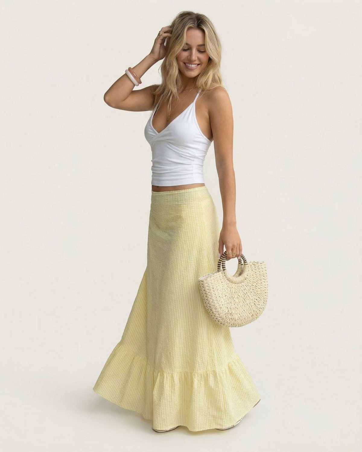 Solara Collection | Women's Maxi Skirt with Flared Silhouette | Lightweight Polyester for Summer Elegance