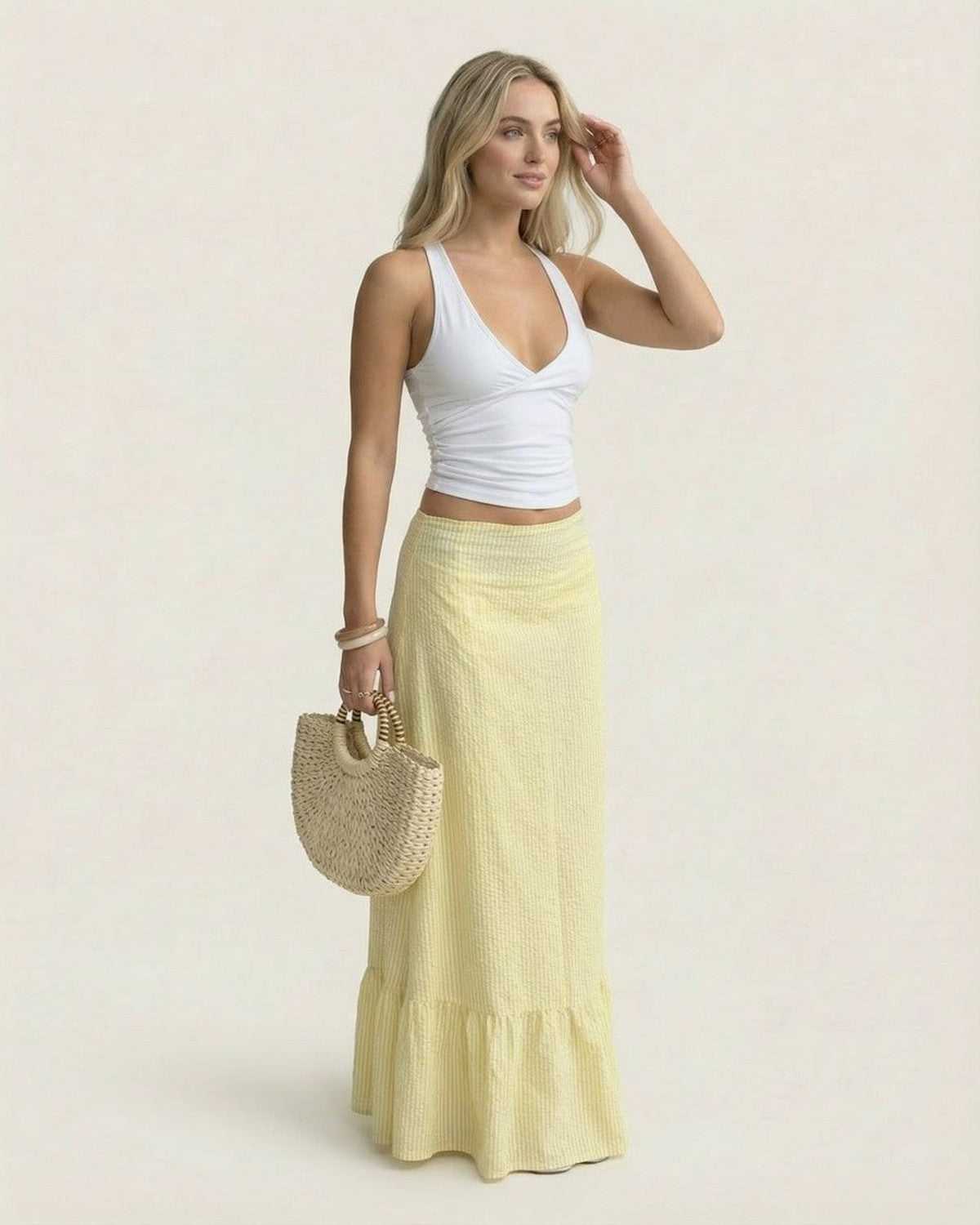 Solara Collection | Women's Maxi Skirt with Flared Silhouette | Lightweight Polyester for Summer Elegance