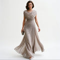 Draped Cowl-Neck Maxi Dress — Elegant