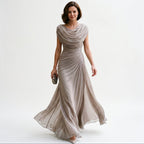 Draped Cowl-Neck Maxi Dress — Elegant