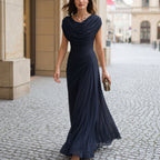Draped Cowl-Neck Maxi Dress — Elegant