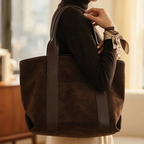 Spacious Tote Bag with Durable Faux Suede & Leather Trim | Everyday Carryall for Work & Travel