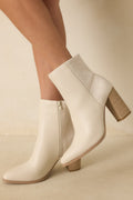 Women's Stand Corrected Ivory Faux Leather Suede Ankle Boots | Heel measures 3.5" 0