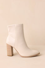 Women's Stand Corrected Ivory Faux Leather Suede Ankle Boots | Heel measures 3.5" 4