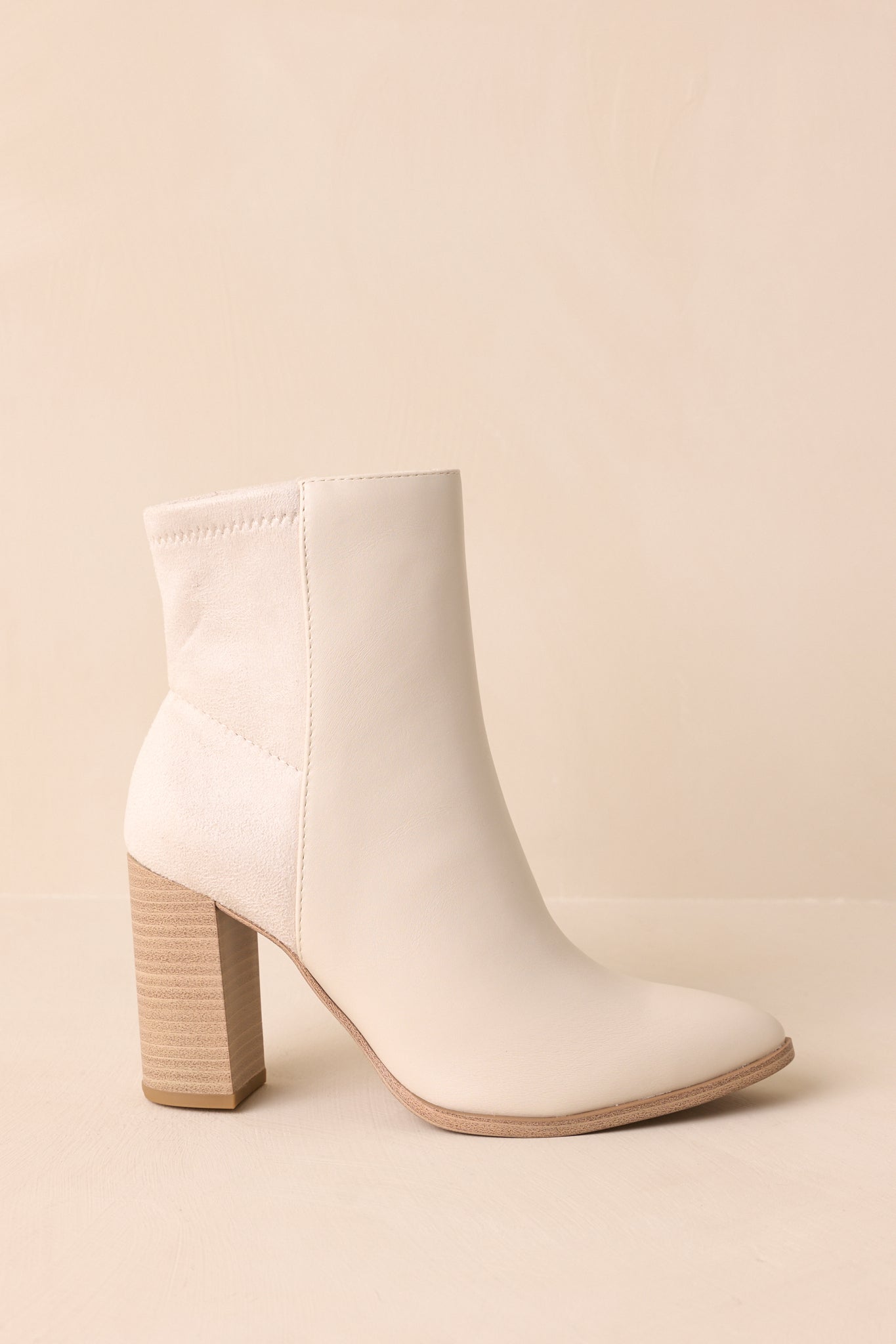 Women's Stand Corrected Ivory Faux Leather Suede Ankle Boots | Heel measures 3.5" 4